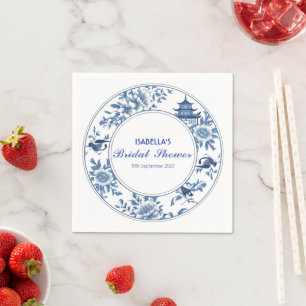 Serviette En Papier Elégante Chinoiserie Bleue Victorienne Chinoise Fl