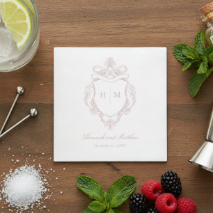 Serviette En Papier Élégante Chinoiserie rose Mariage de crête d'oisea