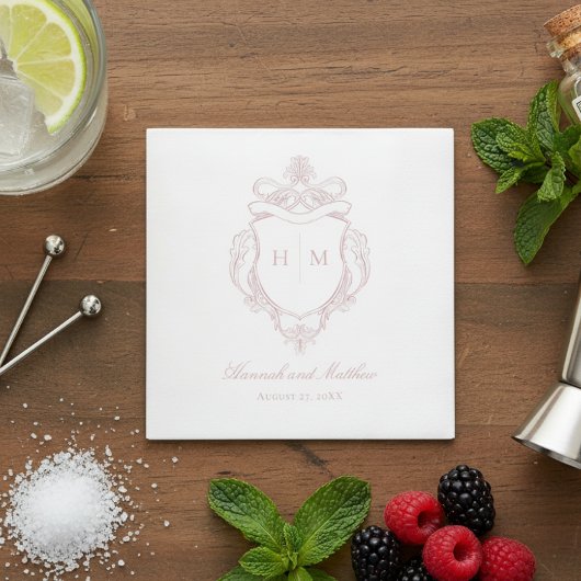 Serviette En Papier Élégante Chinoiserie rose Mariage de crête d'oisea