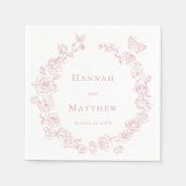 Serviette En Papier Élégante Chinoiserie rose Mariage de crête d'oisea (Devant)