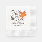 Serviette En Papier Élégante chute dans l'amour Mariage feuille orange (Devant)