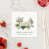 Serviette En Papier Élégante composition de Noël bohème vacances (En situation)