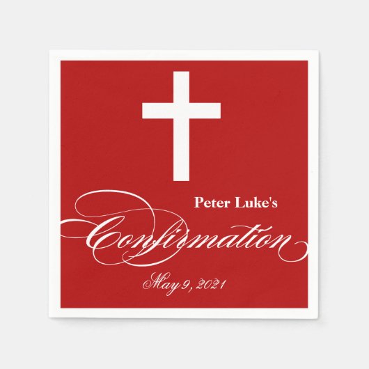 Serviette En Papier Élégante confirmation croisée Napkin personnalisé (Devant)