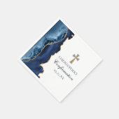 Serviette En Papier Élégante Confirmation Cross Navy Blue Gold Party (Coin)