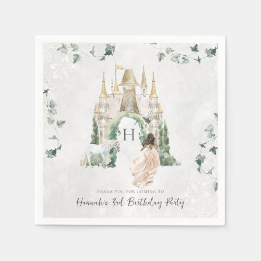 Serviette En Papier Élégante conte de fées Princesse | Anniversaire (Devant)