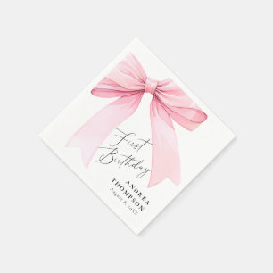Serviette En Papier Élégante Coquette Rose Bow Premier anniversaire fi