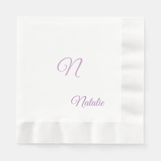 Serviette En Papier Élégante couleur blanche solide monogrammée servie (Devant)