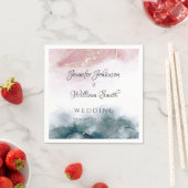 Serviette En Papier Elégante couleur d'encre d'alcool moderne bleu Aqu (En situation)