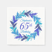 Serviette En Papier Élégante couronne bleue 65e anniversaire (Devant)