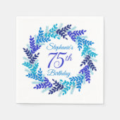 Serviette En Papier Élégante couronne bleue 75e anniversaire (Devant)