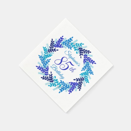 Serviette En Papier Elégante couronne bleue 85e fête d'anniversaire (Coin)