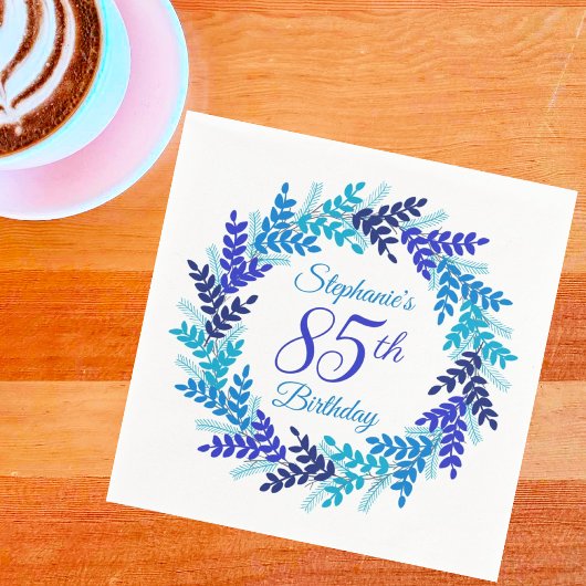 Serviette En Papier Elégante couronne bleue 85e fête d'anniversaire