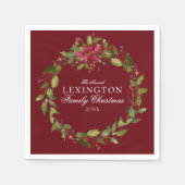 Serviette En Papier Élégante couronne florale de Noël Holly (Devant)