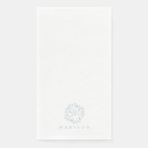 Serviette En Papier Élégante couronne florale Dusty Papier bleu servie
