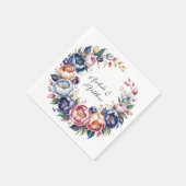 Serviette En Papier Élégante couronne Florale pour Mariage (Coin)