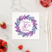 Serviette En Papier Élégante couronne violette rose 30e anniversaire (En situation)