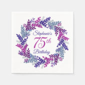 Serviette En Papier Élégante couronne violette rose 75e anniversaire (Devant)