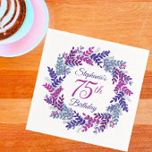 Serviette En Papier Élégante couronne violette rose 75e anniversaire