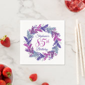 Serviette En Papier Élégante couronne violette rose 85e anniversaire (En situation)