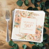 Serviette En Papier Elégante Crème de Pêche Florale 90e anniversaire