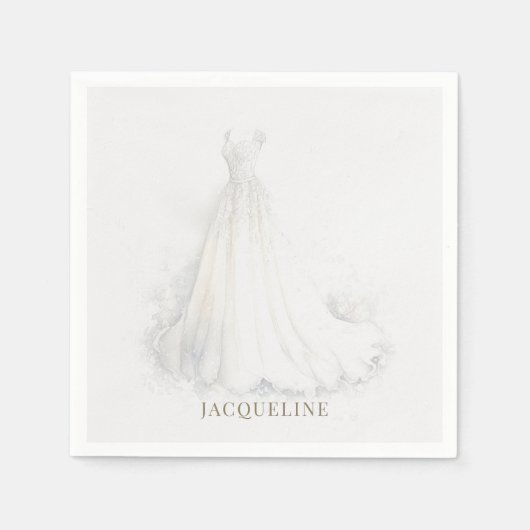Serviette En Papier Elégante Crème Mariage Fête des mariées robe (Devant)