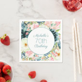 Serviette En Papier Elégante Crème rose vierge Turquoise 70e anniversa (En situation)