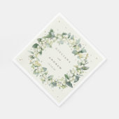 Serviette En Papier Elégante crème Snowberry+Eucalyptus Wreath Mariage (Coin)