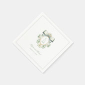 Serviette En Papier Élégante crête avec mâchoire verte Sage | Mariage (Coin)