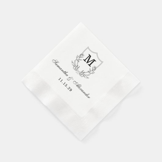 Serviette En Papier Élégante crête noire et blanche (Coin)