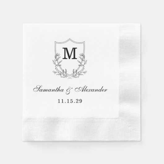 Serviette En Papier Élégante crête noire et blanche (Devant)