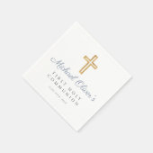 Serviette En Papier Elégante Croix Bleue Dusty Boy First Communion (Coin)