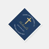 Serviette En Papier Elégante Croix Bleue Or Première Réception Communi (Coin)