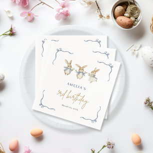 Serviette En Papier Elégante Cute Bunny Kid Pâques 3e fête d'anniversa