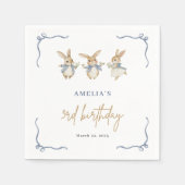 Serviette En Papier Elégante Cute Bunny Kid Pâques 3e fête d'anniversa (Devant)