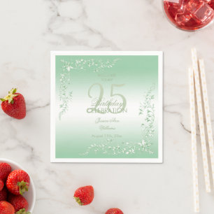 Serviette En Papier Élégante Décoration Émeraude 25e Anniversaire