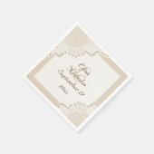 Serviette En Papier Elégante dentelle blanche avec perles mariage beig (Coin)