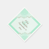 Serviette En Papier Elégante dentelle blanche avec perles mariage vert (Coin)