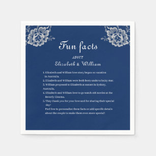 Serviette En Papier Elégante dentelle florale sur Mariage bleu marine