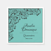 Elégante dentelle noire Quinceañera sur Turquoise
