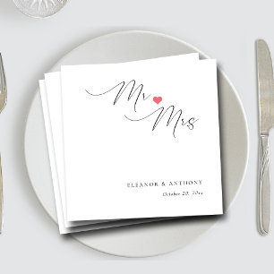 Serviette En Papier Élégante diagonale calligraphiée Mr & Mrs