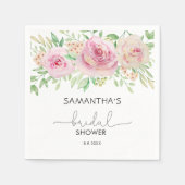 Serviette En Papier Elégante douche à nuptiale fleurie rose (Devant)