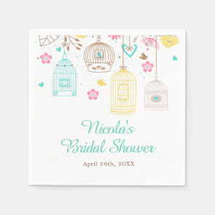 Serviette En Papier Élégante douche de mariée florale jaune et rose