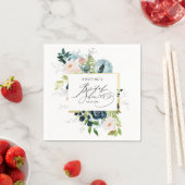 Serviette En Papier Élégante Douche de Mariée Rose Bleu Aquarelle (En situation)