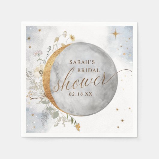 Serviette En Papier Élégante douche Lune céleste et étoiles (Devant)