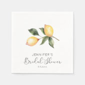 Serviette En Papier Elégante douche nuptiale citron aquarelle (Devant)