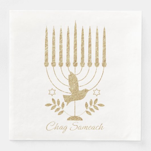 Serviette En Papier Elégante Dove Flying Dove Menorah Hanoukka (Devant)