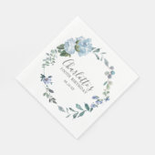 Serviette En Papier Elégante Dusty Blue Floral 100e Anniversaire Perso (Coin)