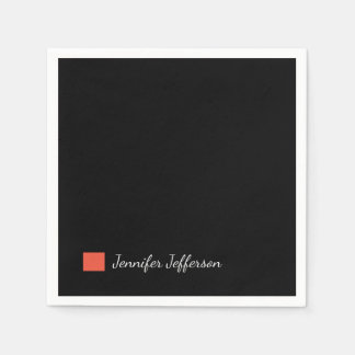 Serviette En Papier Élégante écriture moderne à la main Noir