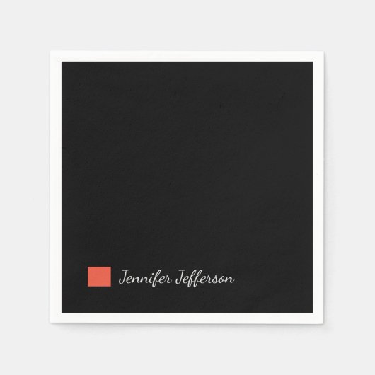 Serviette En Papier Élégante écriture moderne à la main Noir (Devant)
