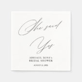 Serviette En Papier Élégante Elle A Dit Oui Fête des mariées (Devant)